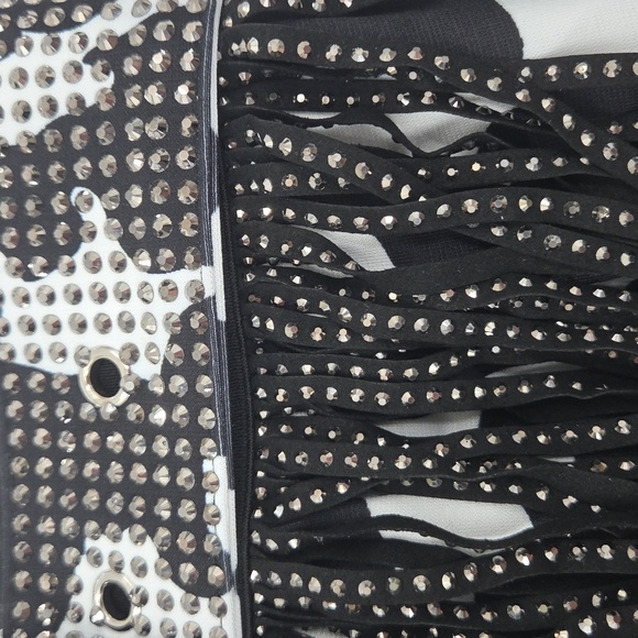 Black and White Cow Print Fringe Skirt NWT - Picture 16 of 16